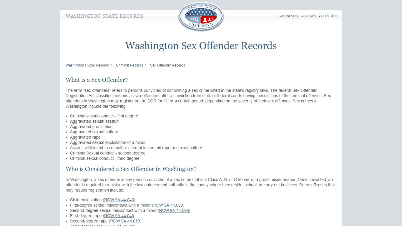 Washington Sex Offender Records | StateRecords.org